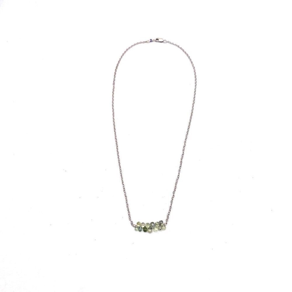 Alison Blair Studio 925 Green Sapphires Teardrop Beads Chain Necklace 16 Inches - Picture 2 of 4